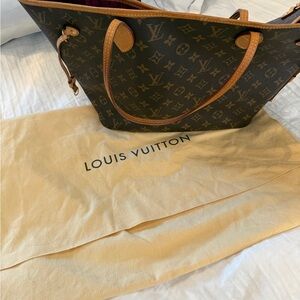 Louis Vuitton Brown Monogram Tote with Tan Leather Trim